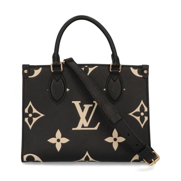 Louis Vuitton On The Go PM Handbag Shoulder Bag Black Beige - Picture 1 of 9
